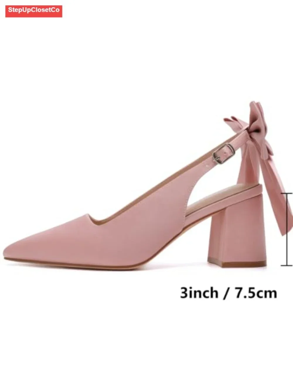Women's Slingback Block Heels Pointed Toe Chunky Heels Office Work Pumps